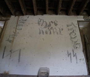 The chateau was used in WW@ by the Germans and here in Quentins tool shed was graffiti to prove it