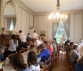 Buffet in the dining room at Chateau de Perron