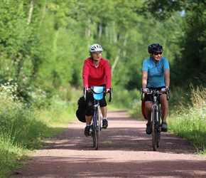 Catherine and Vanessa on cycle path to Coutances