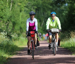 Geoff and Nicola on cycle path to Coutances