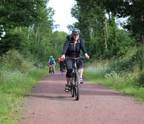 Wendy Walker on cycle path to Coutances