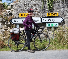 Sarah harvey on the cycle route to Regneville sur Mer