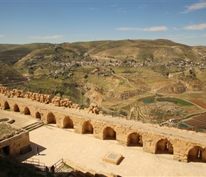 West Flank of Kerak Castle. A later addition after the castle was built in 1140