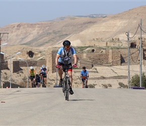 John at the top of a short steep climb at the start of the ride out of Kerak