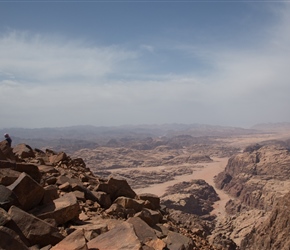 Looking east from Um Addami mountain. Jebel Um Adam, at 1,854 m (6,083 ft.) is the highest mountain in Jordan