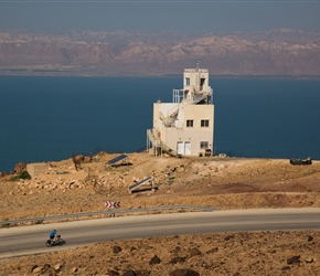 On the climb we pass an army observation point, Israel is the other side of the Dead Sea