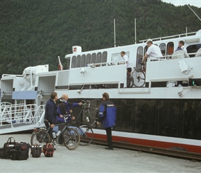 Loading bikes onto the express ferry at Balestrand