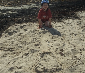 James makes a sandcastle airport