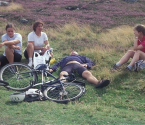 dave flat out at Ros Castle, apparently he'd had a couple f beers at lunchtime before hoofing up the hill!