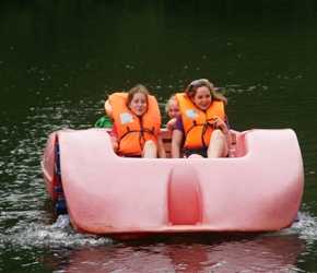 Louise and Poppy on Pedalos at Mont Castre