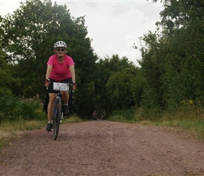 Caroline on the cycle path to Lessay