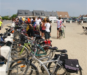 Bikes lined up in Gouville-Sur-Mer