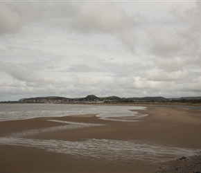 The route loops inland approaching Conwy. Here views of Deganwy across the emptying of the River Conwy into the sea