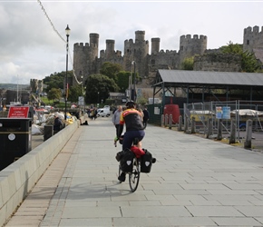 Will heads towards Conwy Castle. This point before crossing the bridge next to the castle is full of places to eat and provides access to the town