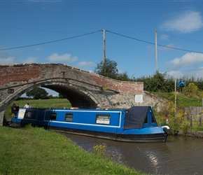 Simon over the canal bridge at Beeston. The bridge had only just been repaired aftera  lorry got stuck
