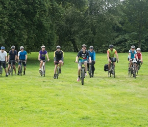 Cycling line up in the grounds of Beeston Castle