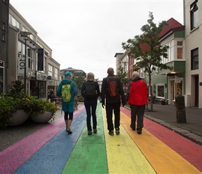 Reykjavik was a surprisingly interesting place, full of pleasing features. This multicoloured street led from the cathedral