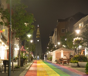 Painted street at night
