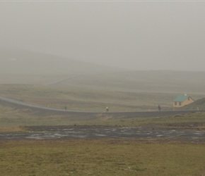 As we turned left we passed a solitary house in the middle of nowhere, after which it was a long descent in the murk