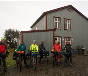 The intrepid group prepare to leave Sauðafell Guesthouse