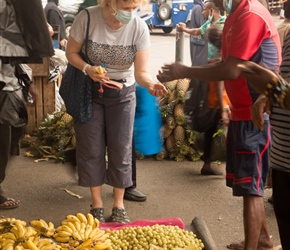 Linda buying fruit in Colombo Market