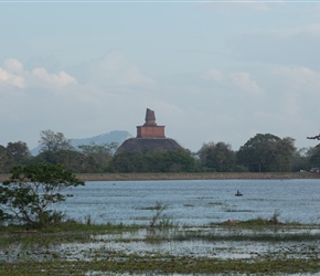 Jethawanaramaya across the water on arrival at Anuradhapura