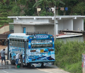 Hosing down the bus on the descent out of Boralanda