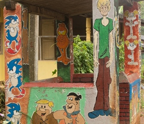 Loads of bus shelters throughout Sri Lanka are decorated. This one near Diyatalawa had a cartoon feel about it