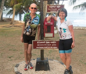 Martin and Dianne Young at the southern point of Sri Lanka at Dondra Point