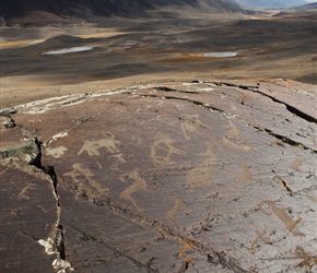 These Petroglyths were on a slab of rock above the valley. Don't walk on them
