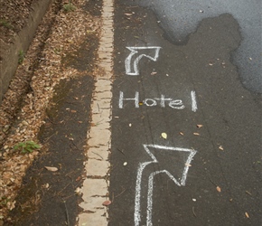 Final chalk sign to the hotel at Ashizuri Uwakai National Park