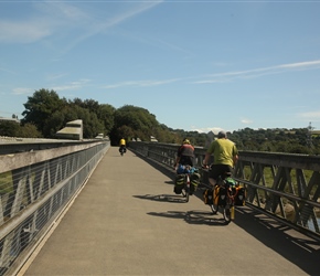 Recently refurbished (a few months before) this pedestrian/cycling bridge crossed the River Taw. Most cyclists on the trail crossed the larger bridge downstream which is a shame as it avoids Barnstaple