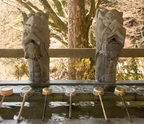 Most temple had an area to wash in first. Left, hand right hand and mouth using the cup on a stick provided