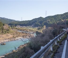 Back along the Naka river as the road clung to the edge high above