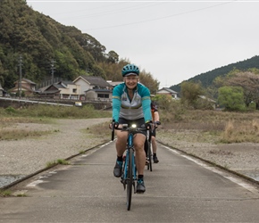 Sue crosses Okawa Bridge