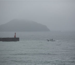 Fishing vessel approaches Shimonokae harbour