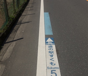 These signs were all along the routes that we had taken. Follow the blue lines