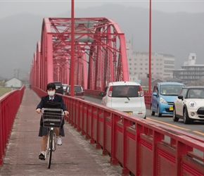 Off to school over the Watari River Bridge