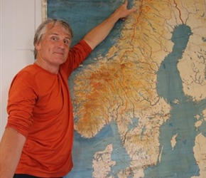Neil showing location of Lofoten