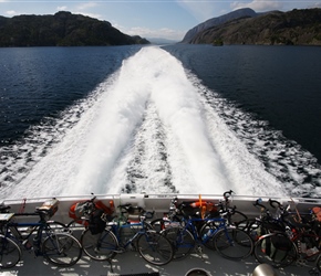 Between the islands on the Express Ferry, bikes safely stowed