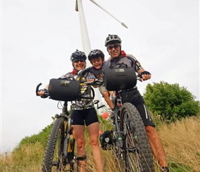 carrie, Hary and Gary Hill under the windmill