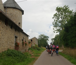 Passing the farm with a tower